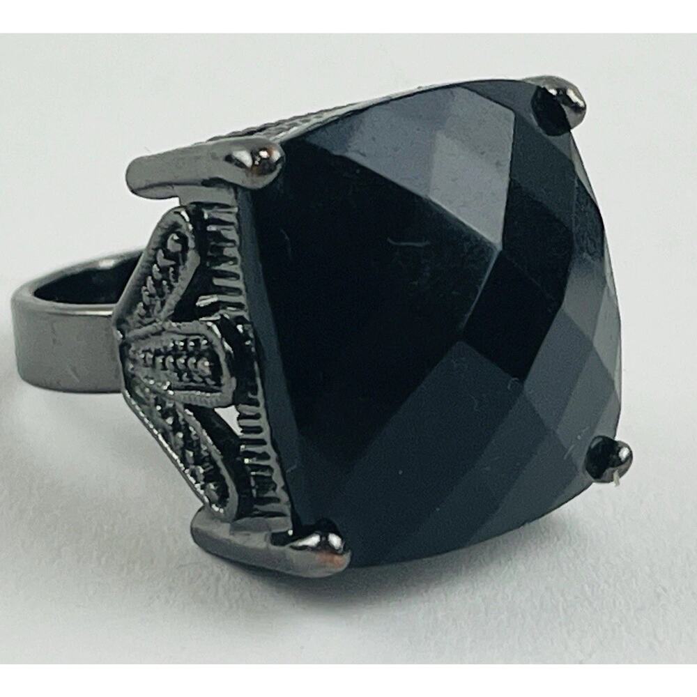 Costume Brutalist Black Ring High Profile Gunmetal Goth Moderninst Celtic Vintge
